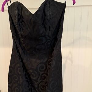 Short Black Strapless Sheath Dress Ensemble